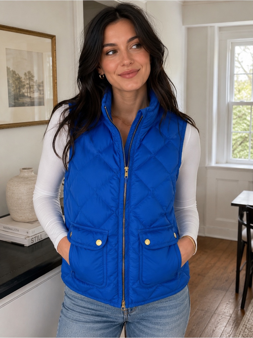 JCrew Royal Blue Diamond Quilted Excursion Down Vest